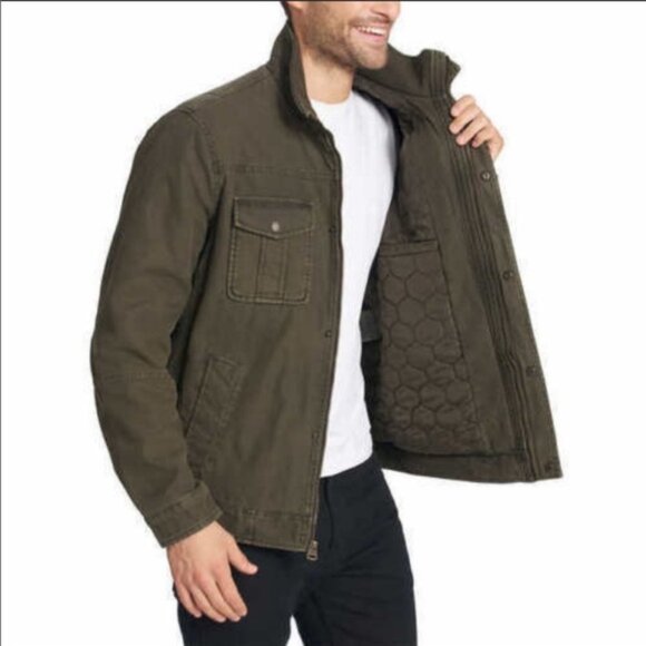 Levi's Men Deep Green Quilted Lining Trucker Military Jacket, XL - Picture 2 of 8